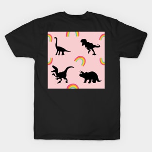 Cute Pink Dinosaurs and Rainbows T-Shirt